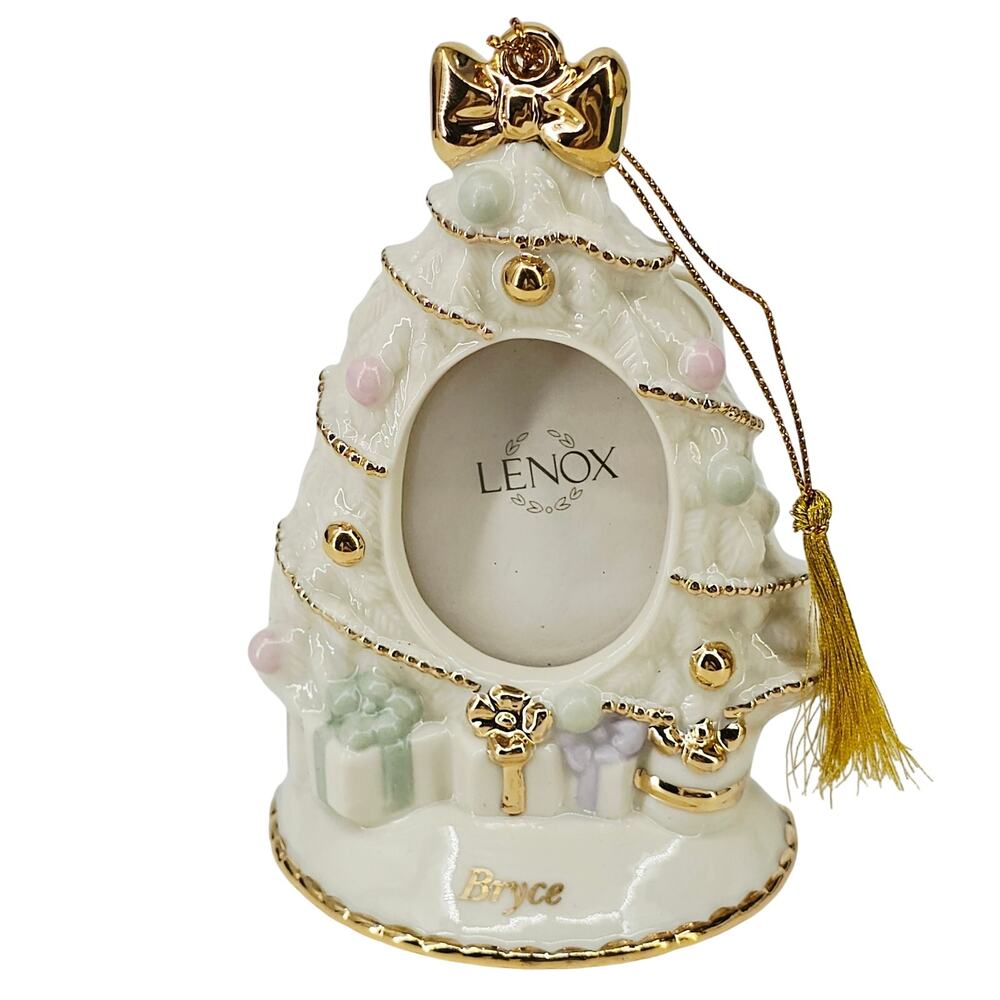 Lenox Porcelain Ornament Christmas Tree Photo Frame Personalized Named Bryce